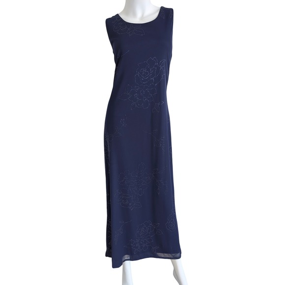 Vintage 90s Dress Jacket Set 8 Elegant Modest Mature Wedding Guest Dark Floral - Picture 4 of 10